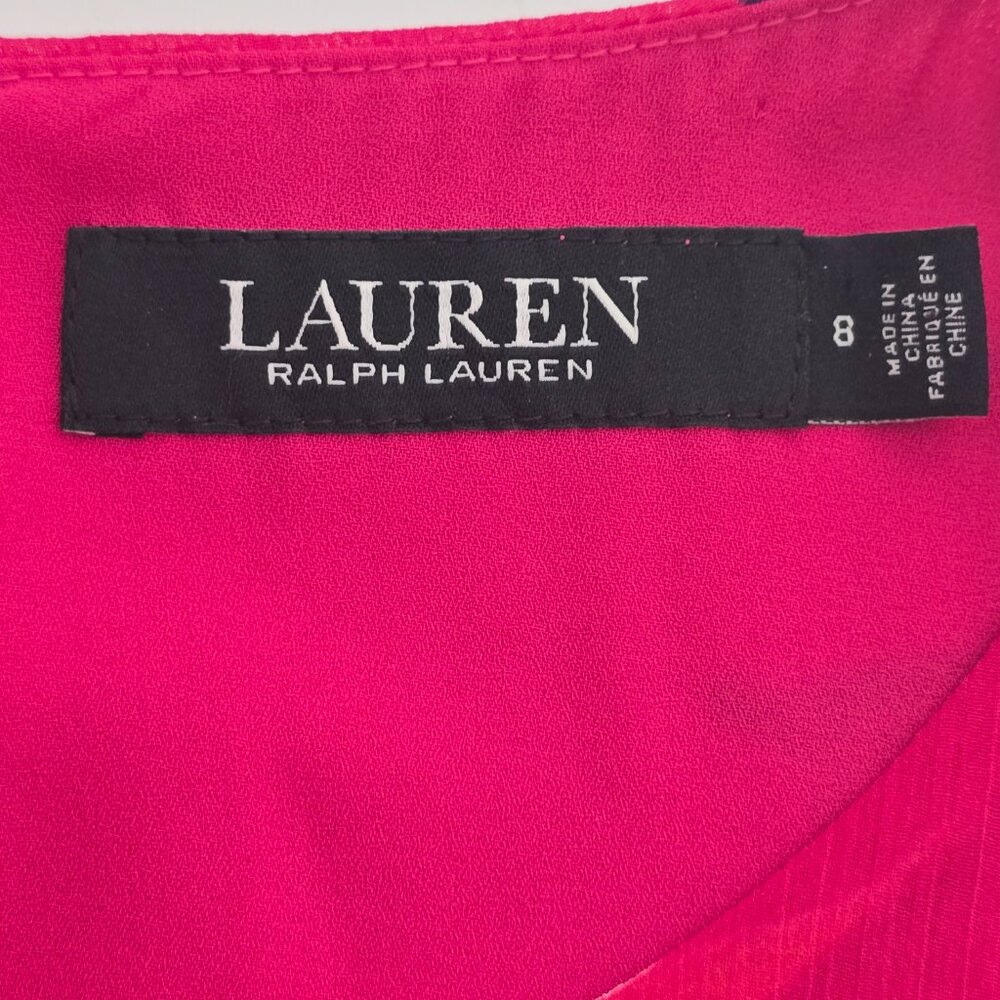 Lauren Ralph Lauren LRL‎ 8 Floral Pink Tiered Drop Waist Sleeveless Shift Dress - Picture 7 of 9